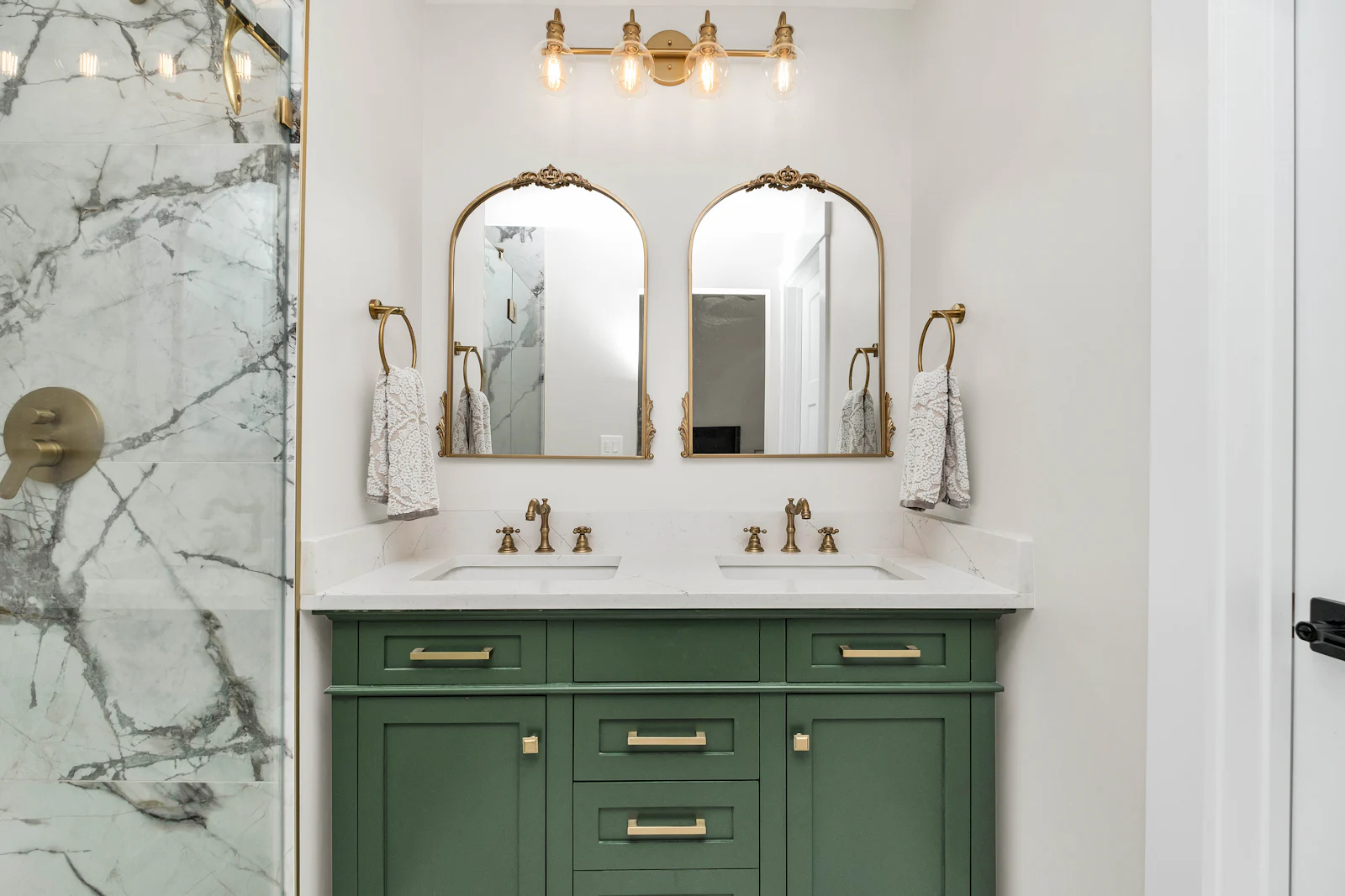 custom bathroom vanity with stone countertop